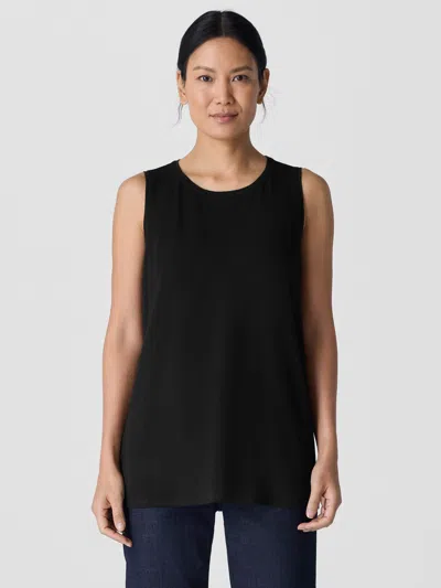 Eileen Fisher Stretch Jersey Knit Long Tank In Black