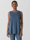 Eileen Fisher Stretch Jersey Knit Long Tank In Blue