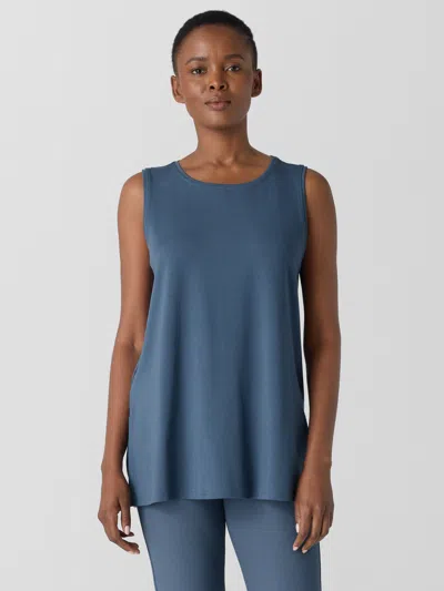 Eileen Fisher Stretch Jersey Knit Long Tank In Blue