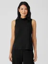 Eileen Fisher Stretch Jersey Knit Mock Neck Tank In Black
