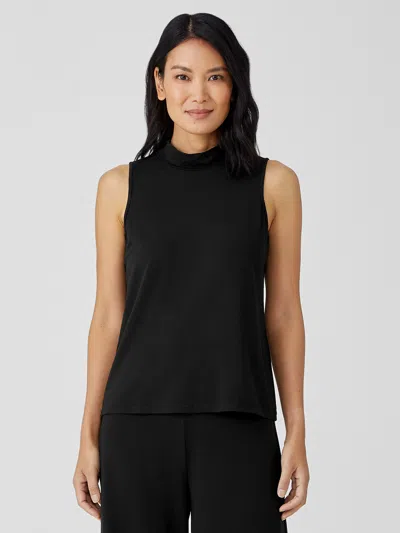 Eileen Fisher Stretch Jersey Knit Mock Neck Tank In Black