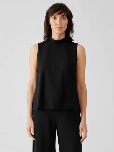 Eileen Fisher Stretch Jersey Knit Mock Neck Tank In Black