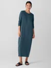 Eileen Fisher Stretch Jersey Knit Jewel Neck Dress In Blue