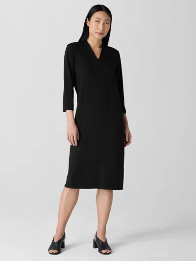 Eileen Fisher Stretch Jersey Knit Oval Dress In Blue