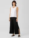 Eileen Fisher Stretch Jersey Knit Pant With Slits In Black