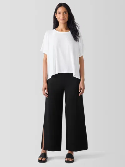 Eileen Fisher Stretch Jersey Knit Pant With Slits In Black