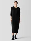 Eileen Fisher Stretch Jersey Knit Round Neck Dress In Black