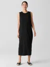 Eileen Fisher Stretch Jersey Knit Round Neck Dress In Black