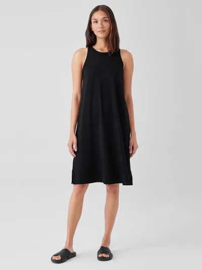 Eileen Fisher Stretch Jersey Knit Round Neck Tank Dress In Black