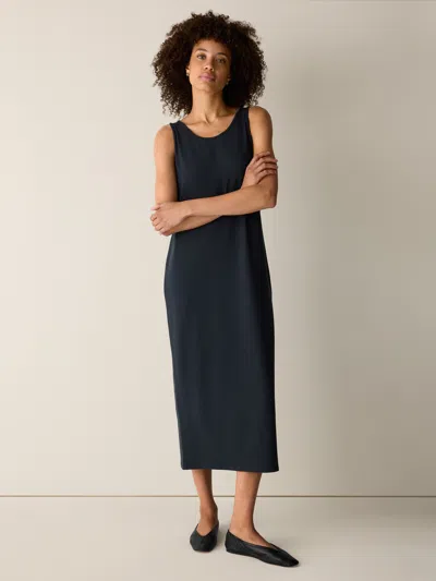 Eileen Fisher Stretch Jersey Knit Scoop Neck Dress In Black