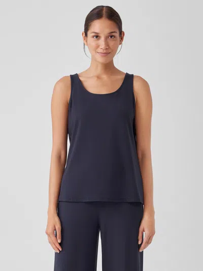 Eileen Fisher Stretch Jersey Knit Scoop Neck Tank In Black