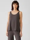 Eileen Fisher Stretch Jersey Knit Scoop Neck Tank In Brown