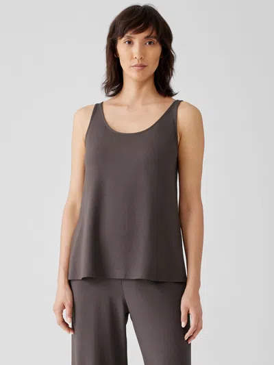 Eileen Fisher Stretch Jersey Knit Scoop Neck Tank In Brown