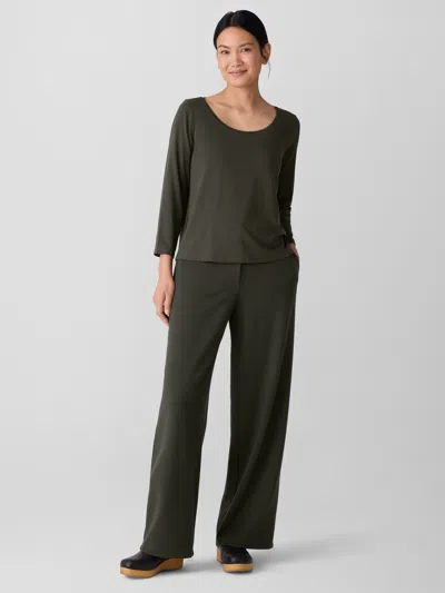 Eileen Fisher Stretch Jersey Knit Scoop Neck Top In Multi
