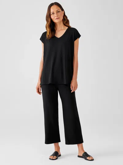 Eileen Fisher Stretch Jersey Knit Straight Pant In Black