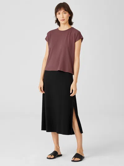 Eileen Fisher Stretch Jersey Knit Straight Skirt In Black