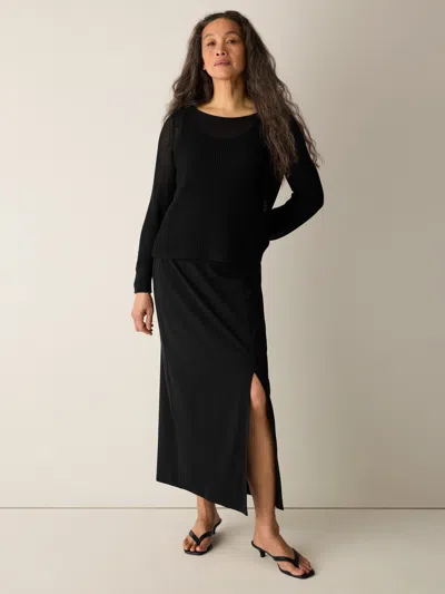 Eileen Fisher Stretch Jersey Knit Straight Skirt In Black