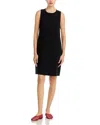 Eileen Fisher Short Sleeve Organic Cotton Shift Dress In Black