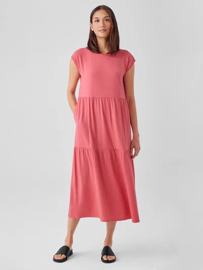 Eileen Fisher Stretch Jersey Knit Tiered Dress In Pink