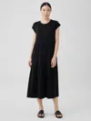 Eileen Fisher Stretch Jersey Knit Tiered Dress In Black