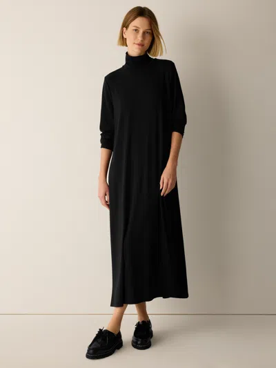 Eileen Fisher Stretch Jersey Knit Turtleneck Dress In Black