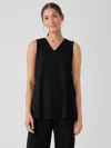 Eileen Fisher Stretch Jersey Knit V-neck Tank In Black