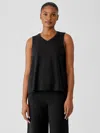 Eileen Fisher Stretch Jersey Knit V-neck Tank In Black