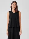 Eileen Fisher Stretch Jersey Knit V-neck Tank In Black