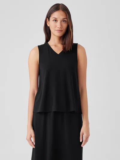Eileen Fisher Stretch Jersey Knit V-neck Tank In Black