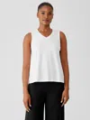 Eileen Fisher Stretch Jersey Knit V-neck Tank In White