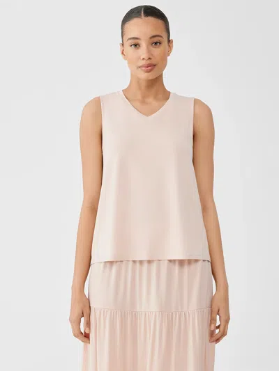 Eileen Fisher Stretch Jersey Knit V-neck Tank In Pink