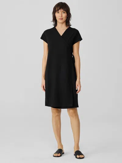Eileen Fisher Stretch Jersey Knit Wrap Dress In Black