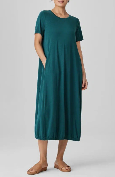 Eileen Fisher Stretch Jersey Lantern Shift Dress In Aegean