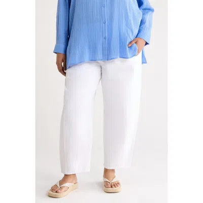 Eileen Fisher Stretch Organic Cotton & Organic Linen Ankle Lantern Pants In White