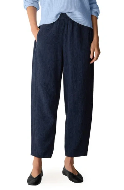 Eileen Fisher Stretch Organic Cotton Ankle Lantern Pants In Blue