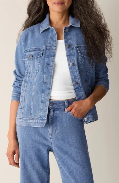 Eileen Fisher Stretch Organic Cotton Blend Denim Jacket In Blue
