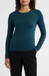 Eileen Fisher Stretch Organic Cotton Blend T-shirt In Blue