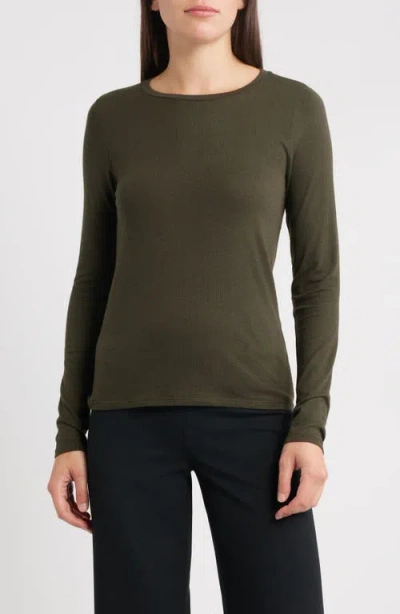 Eileen Fisher Stretch Organic Cotton Blend T-shirt In Green