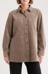 Eileen Fisher Stretch Organic Cotton Corduroy Classic Collar Jacket In Brown