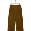 Eileen Fisher Stretch Organic Cotton Corduroy Wide Leg Ankle Pants In Brown