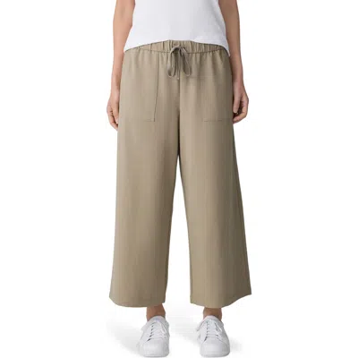Eileen Fisher Stretch Organic Cotton Crop Wide Leg Pants