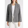 Eileen Fisher Stretch Organic Cotton Longline Blazer In Black/white