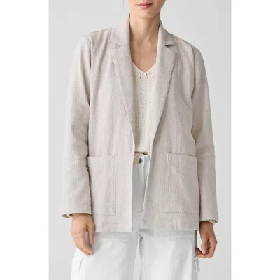 Eileen Fisher Stretch Organic Cotton Longline Blazer In Dove