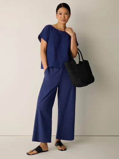 Eileen Fisher Stretch Organic Cotton Poplin Wide-leg Pant In Deep Dive