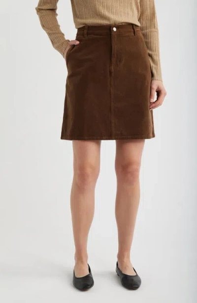 Eileen Fisher Stretch Organic Cotton Skirt In Brown