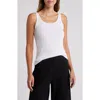 Eileen Fisher Scoop Neck Stretch Organic Cotton Tank In White