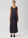 Eileen Fisher Stretch Silk Charmeuse Bias Skirt In Black