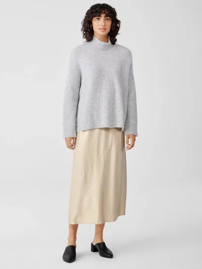 Eileen Fisher Stretch Silk Charmeuse Bias Skirt In Brown