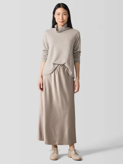 Eileen Fisher Stretch Silk Charmeuse Bias Skirt In Neutral