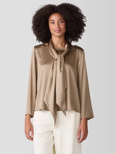Eileen Fisher Stretch Silk Charmeuse Scarf In Brown